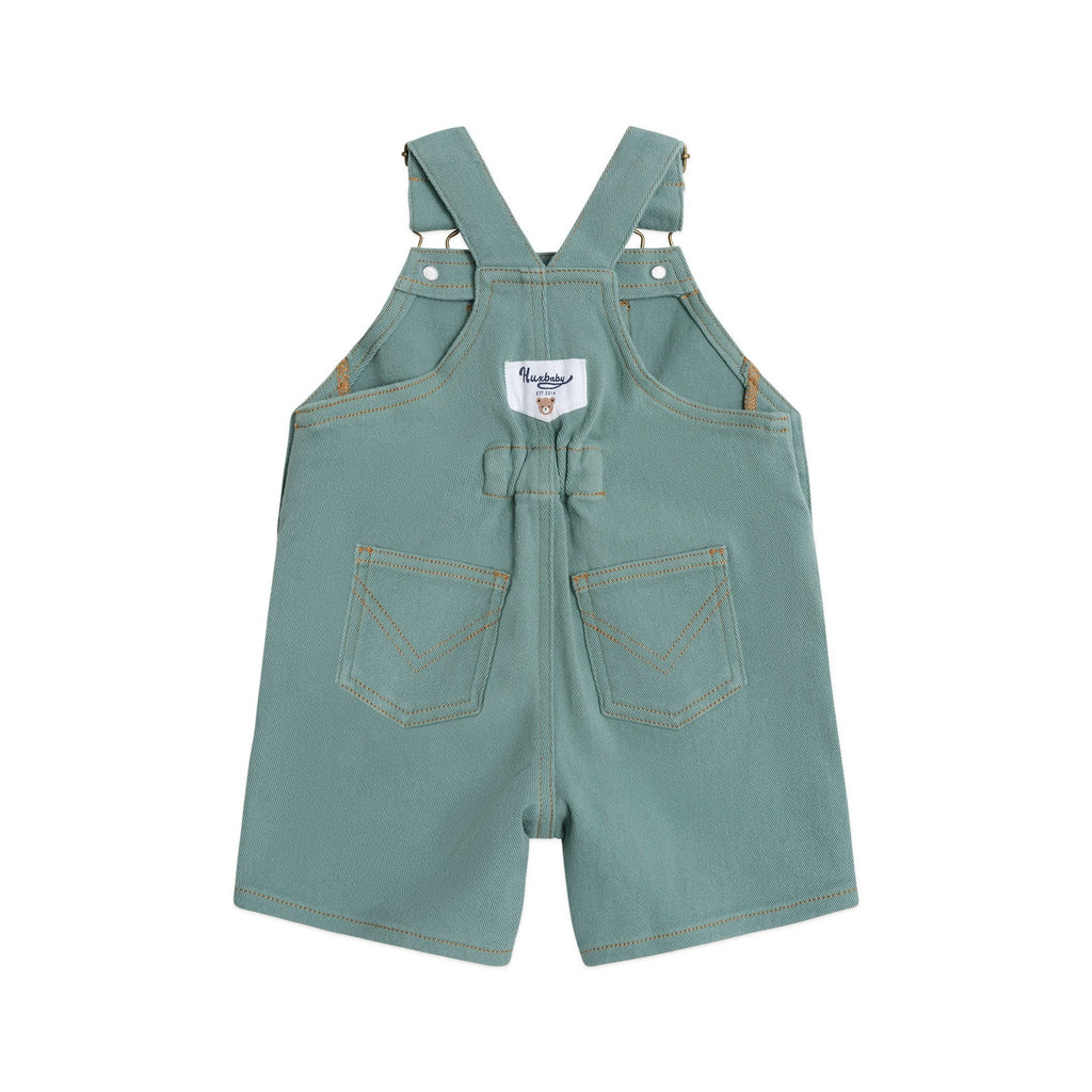 Huxbaby Denim Short Overalls Green