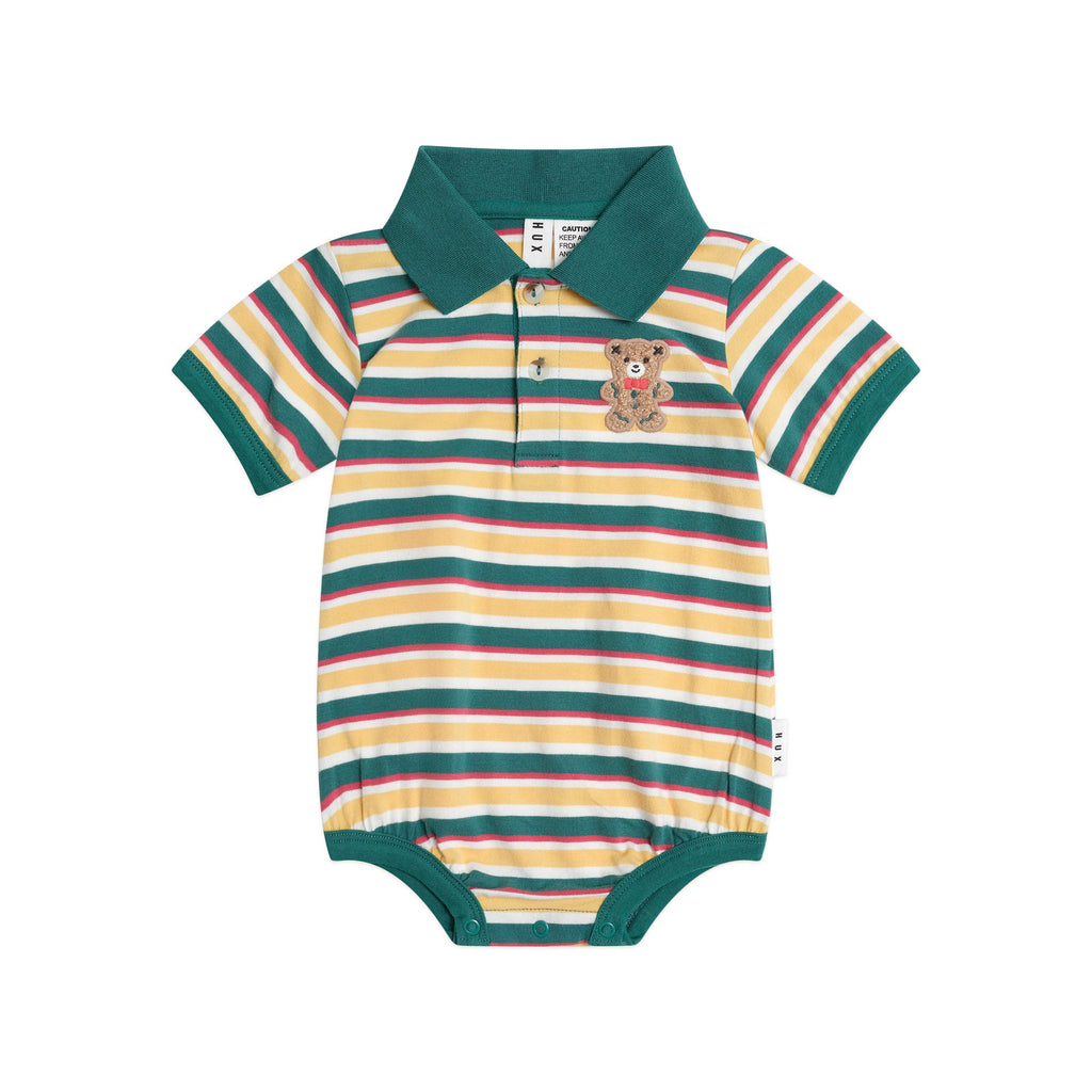 Huxbaby Gingerbread Preppy Polo Romper