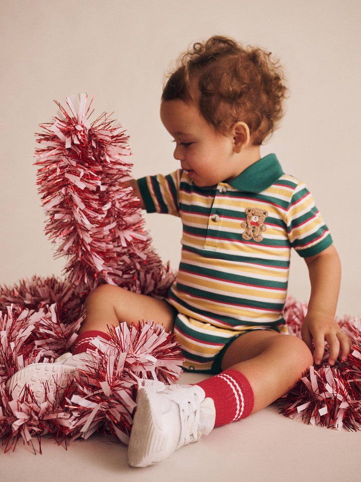 Huxbaby Gingerbread Preppy Polo Romper