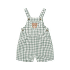 Huxbear Check Short Overall - Sage/Almond Milk