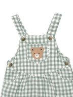 Huxbear Check Short Overall - Sage/Almond Milk