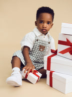 Huxbear Check Short Overall - Sage/Almond Milk