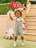 Huxbear Check Short Overall - Sage/Almond Milk