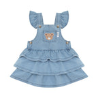Huxbear Knit Denim Frill Pinafore - Denim