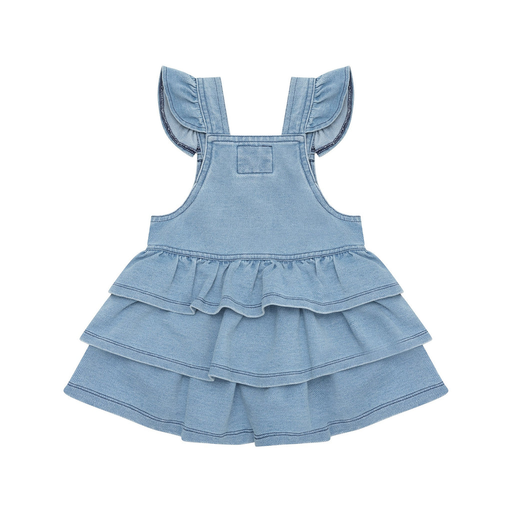 Huxbear Knit Denim Frill Pinafore - Denim