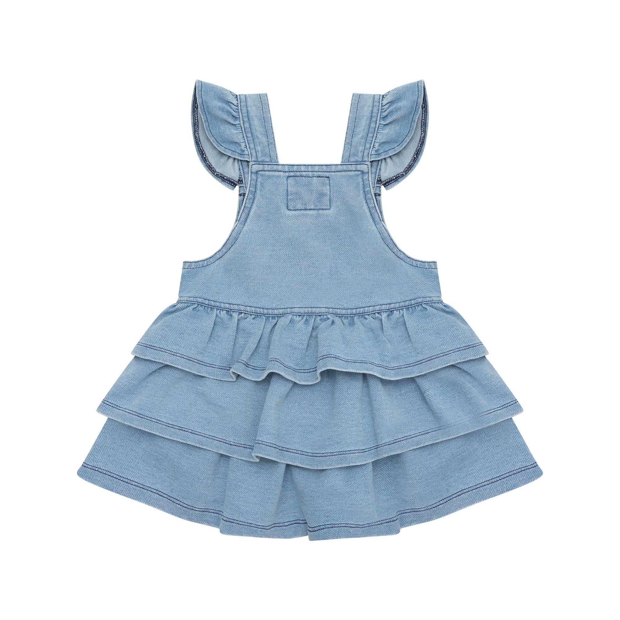 Huxbear Knit Denim Frill Pinafore - Denim