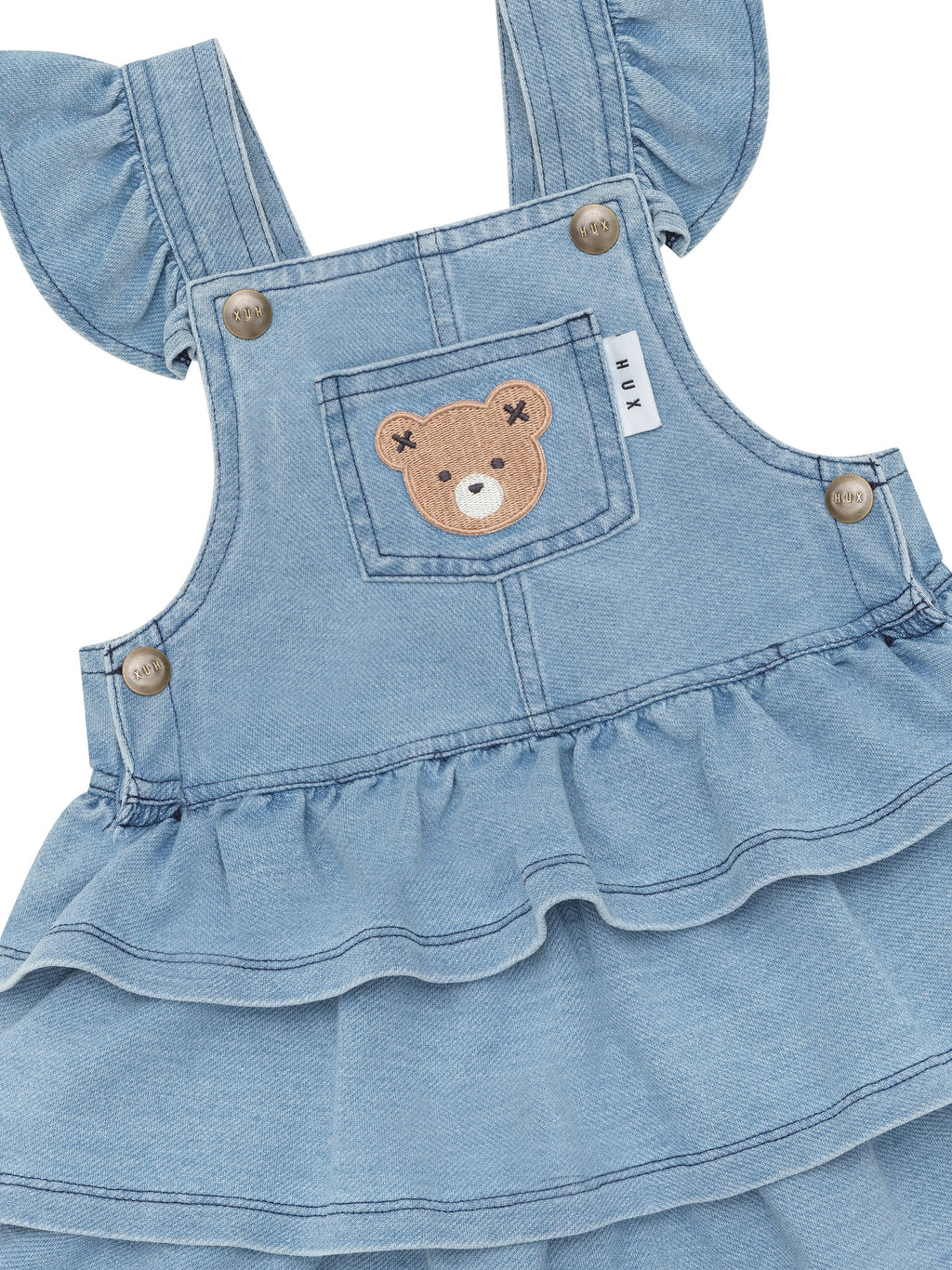 Huxbear Knit Denim Frill Pinafore - Denim