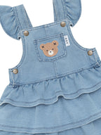 Huxbear Knit Denim Frill Pinafore - Denim