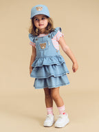 Huxbear Knit Denim Frill Pinafore - Denim