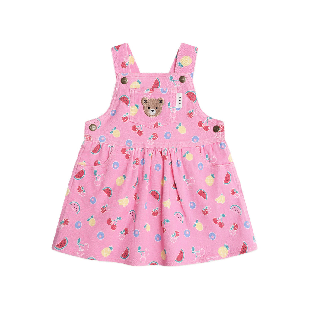 Pink Fruit Emoji Pinafore Dress
