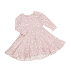 Flowerbow Long Sleeve Swing Dress - Pink Pearl