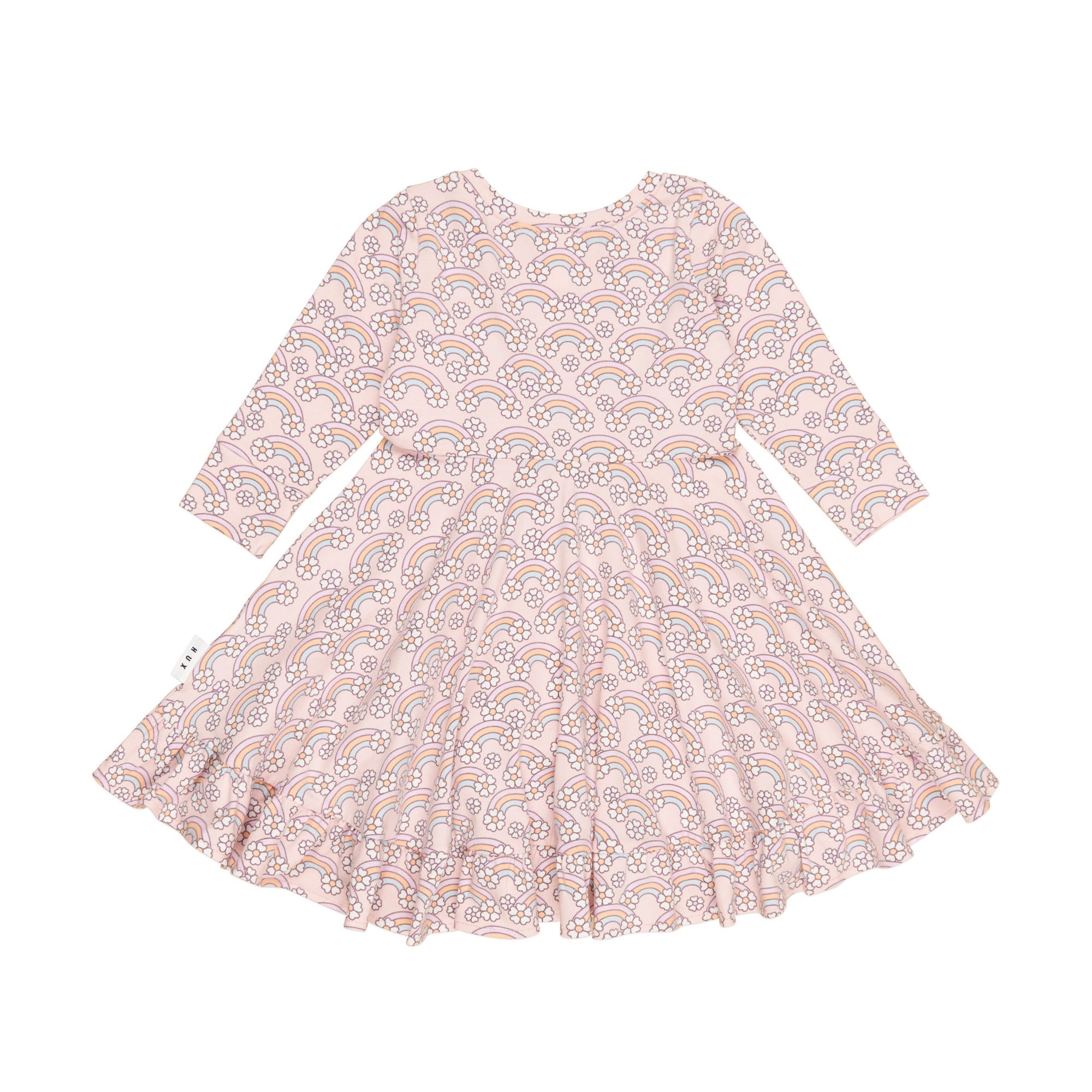 Flowerbow Long Sleeve Swing Dress - Pink Pearl