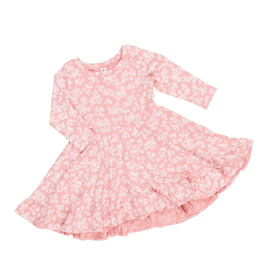 Huxbaby Peek A Boo Bunny Long Sleeve Swing Dress - Dusty Rose