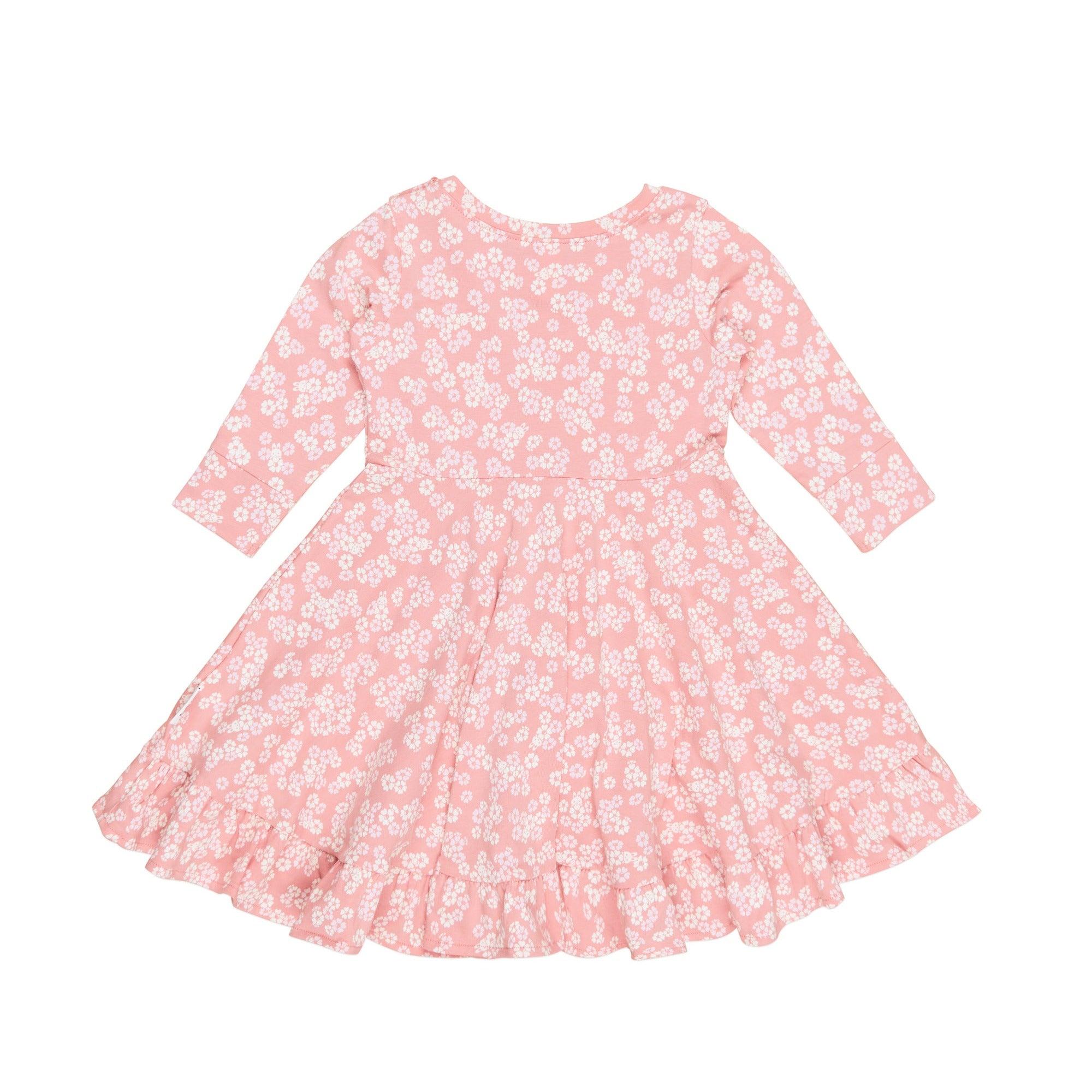 Peek A Boo Bunny Long Sleeve Swing Dress - Dusty Rose