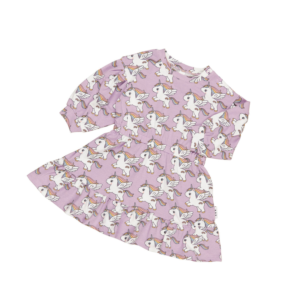 Huxbaby Magical Unicorn Drop Shoulder Dress - Orchid