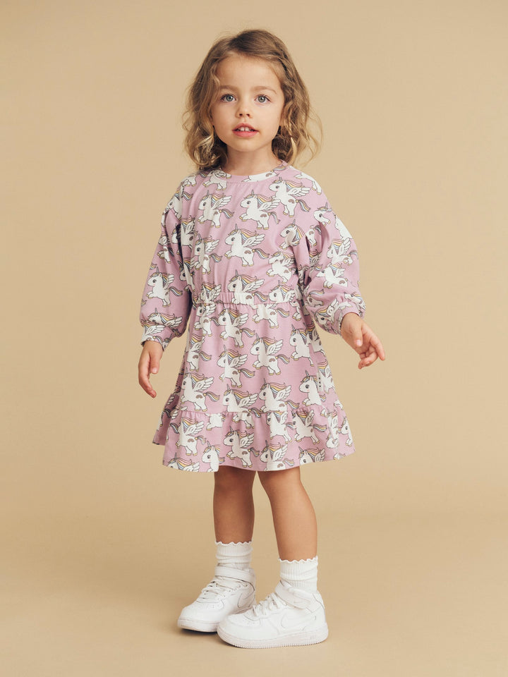 Huxbaby Magical Unicorn Drop Shoulder Dress - Orchid