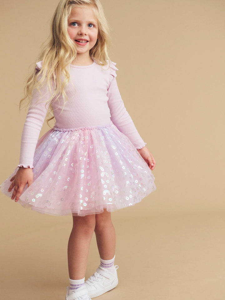 Huxbaby Rainbow Rib Ballet Dress - Bright Orchid