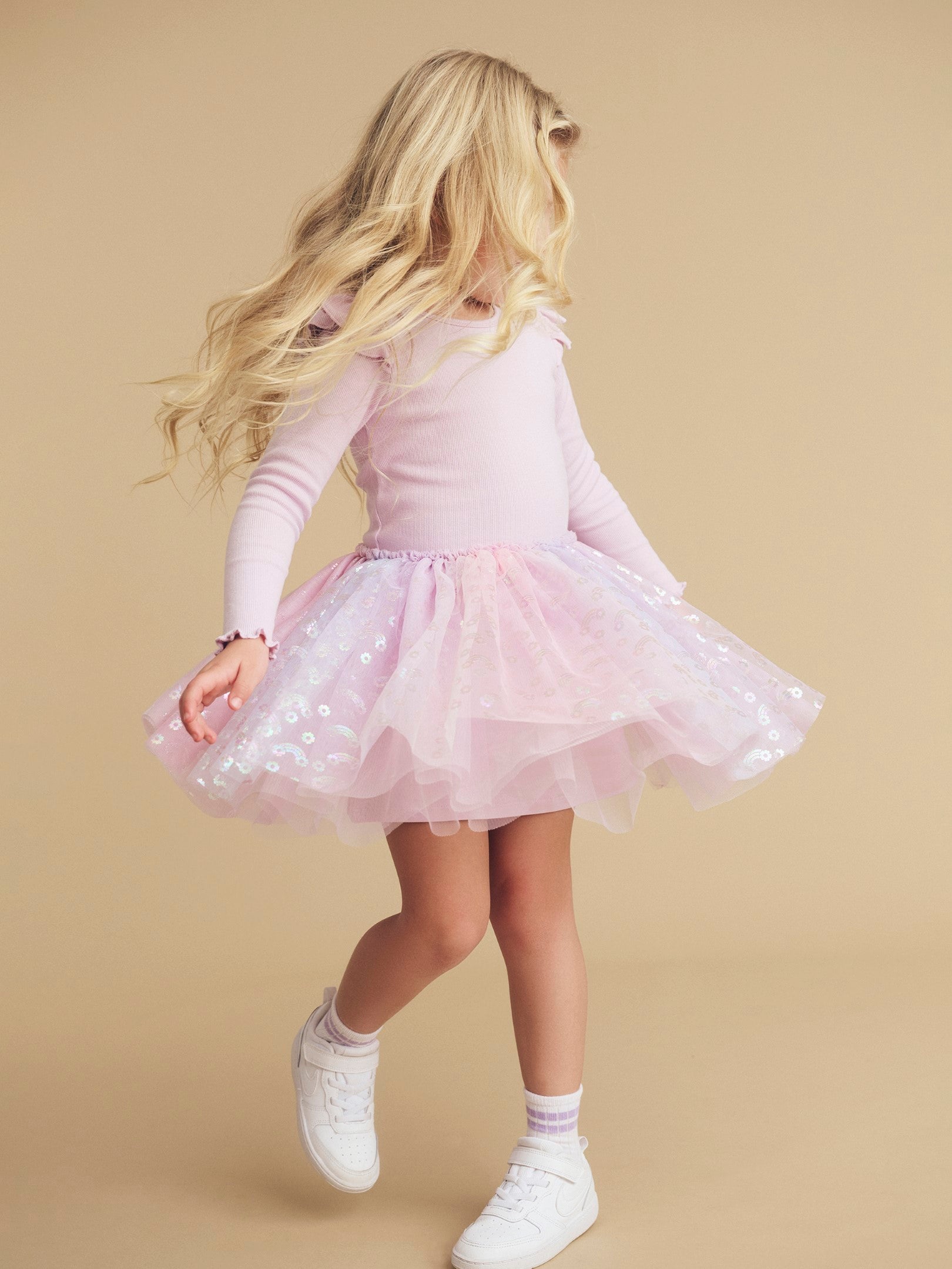 Rainbow Rib Ballet Dress - Bright Orchid