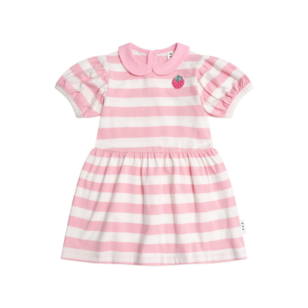 Strawberry Stripe Puff Sleeve Dress