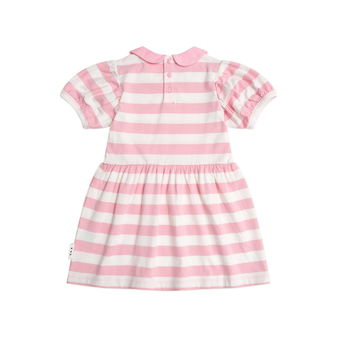 Huxbaby Strawberry Stripe Puff Sleeve Dress