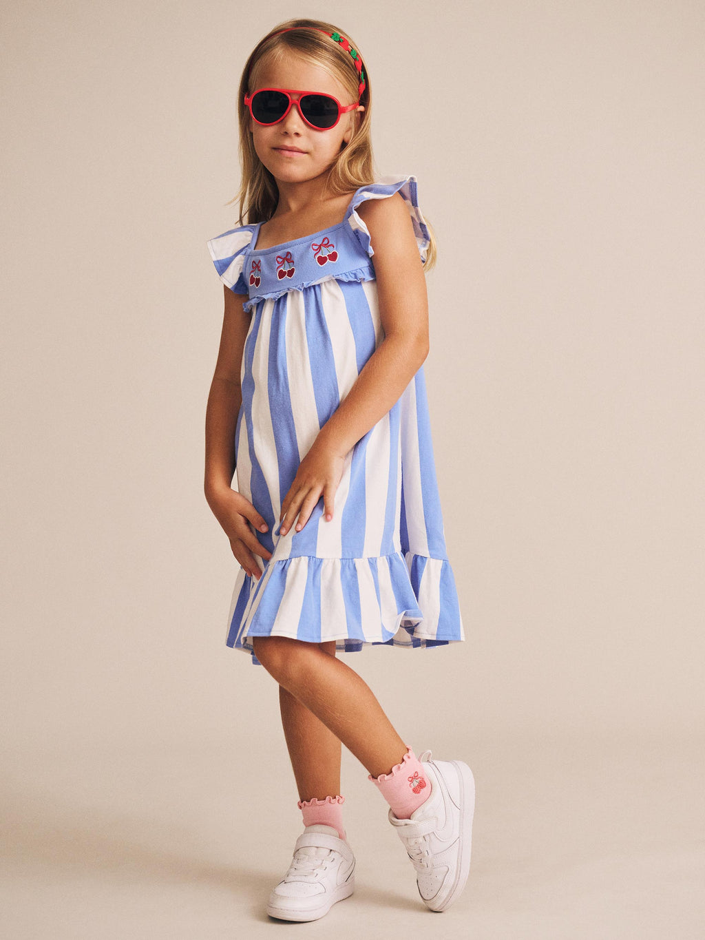 Seaside Cherry Stripe Dress