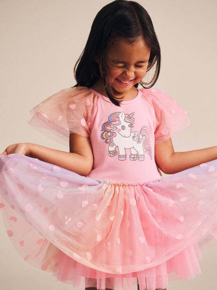 Huxbaby Rainbow Unicorn Tulle Dress