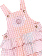 Frill Overall Dress - Rainbow Check