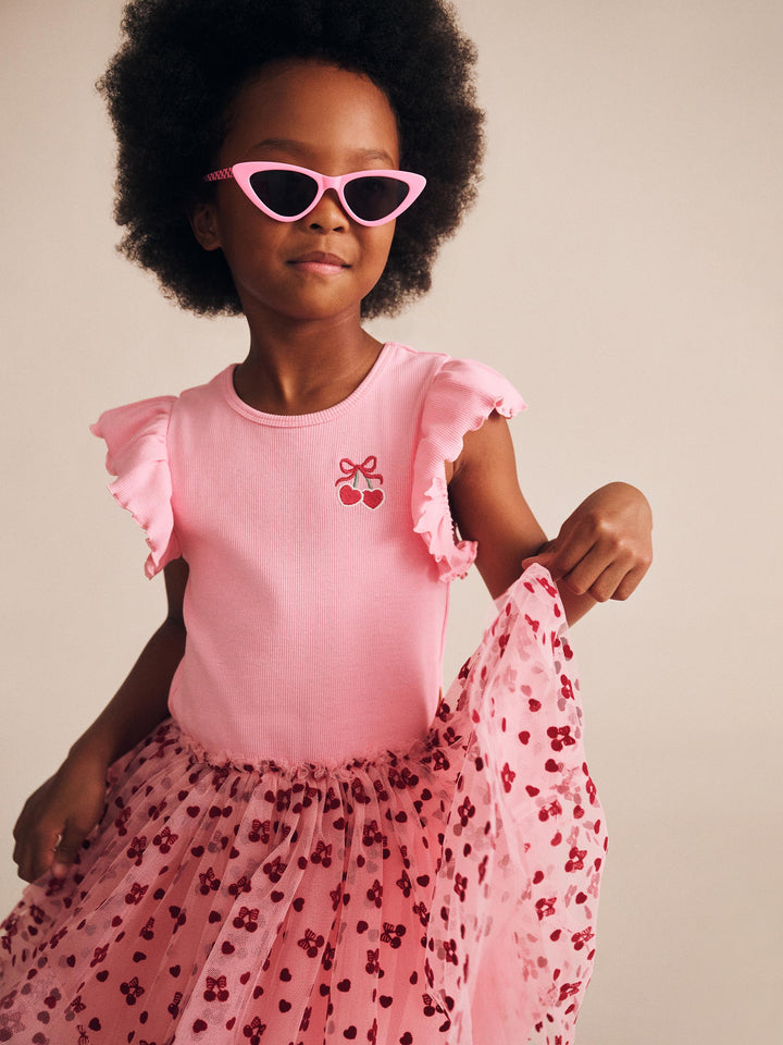 Huxbaby Cherry Pie Rib Tulle Dress