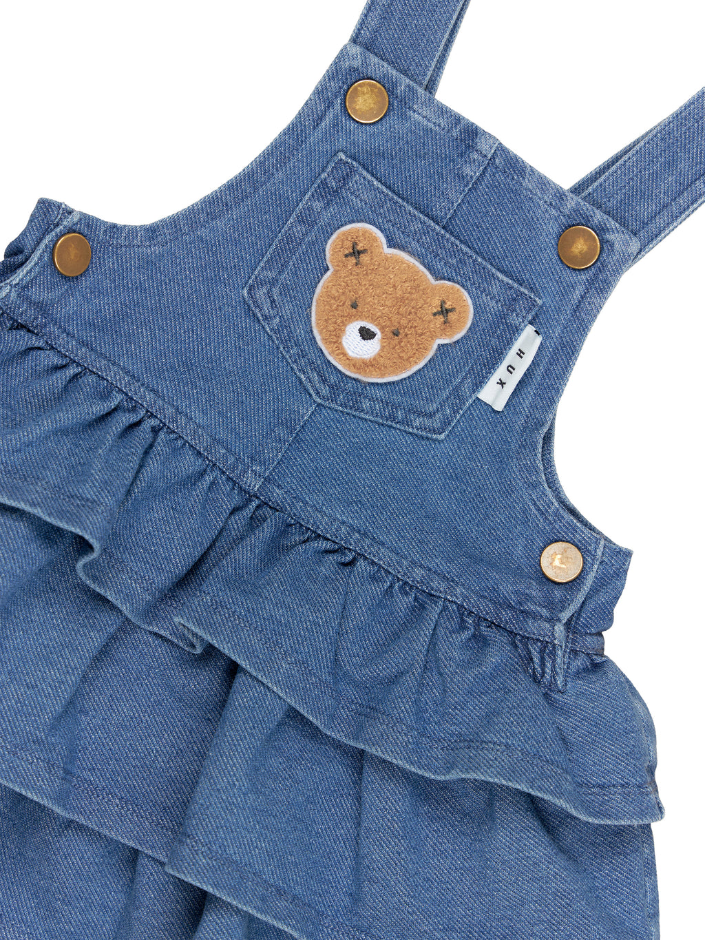 Huxbear Knit Denim Frill Overall Dress