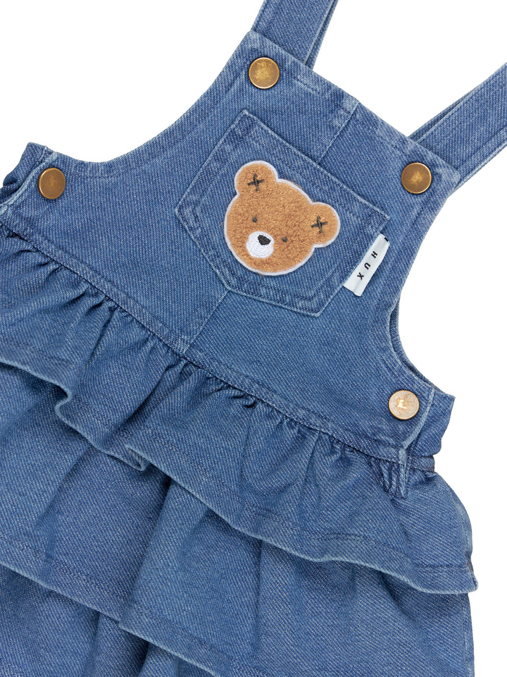 Huxbaby Huxbear Knit Denim Frill Overall Dress