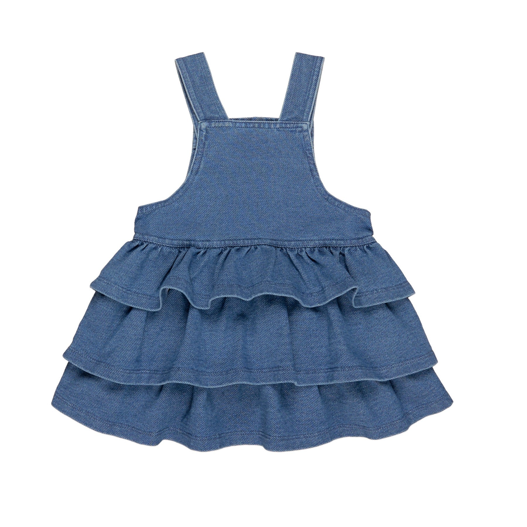 Huxbear Knit Denim Frill Overall Dress