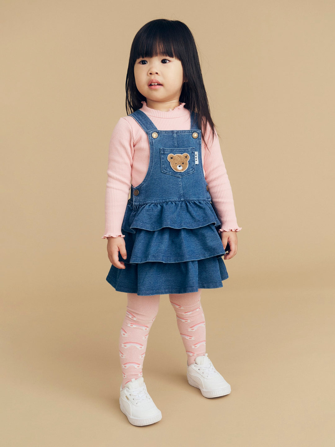 Huxbaby Huxbear Knit Denim Frill Overall Dress