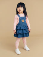 Huxbear Knit Denim Frill Overall Dress