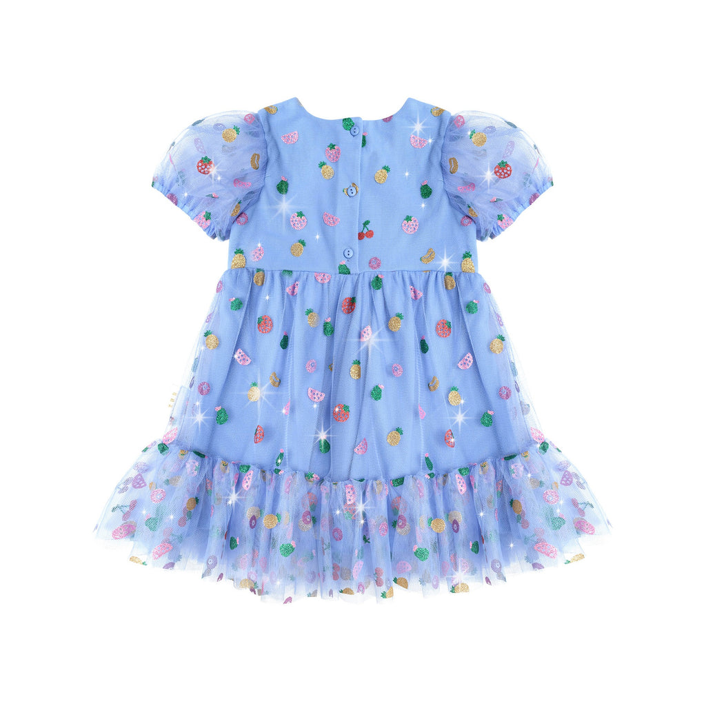 Fruit Salad Puff Sleeve Tulle Dress