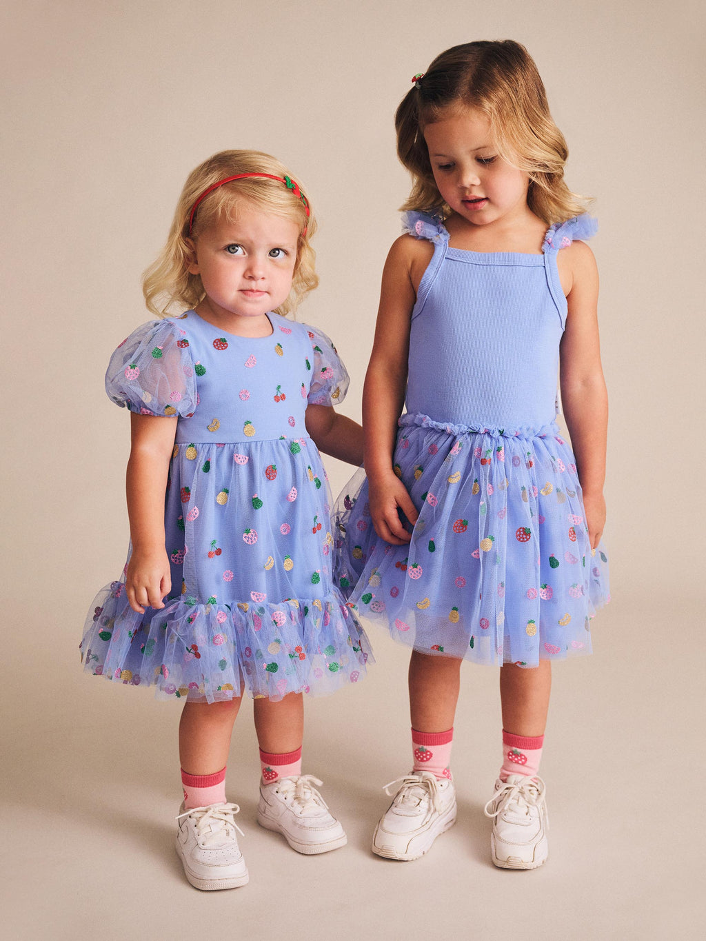 Fruit Salad Puff Sleeve Tulle Dress