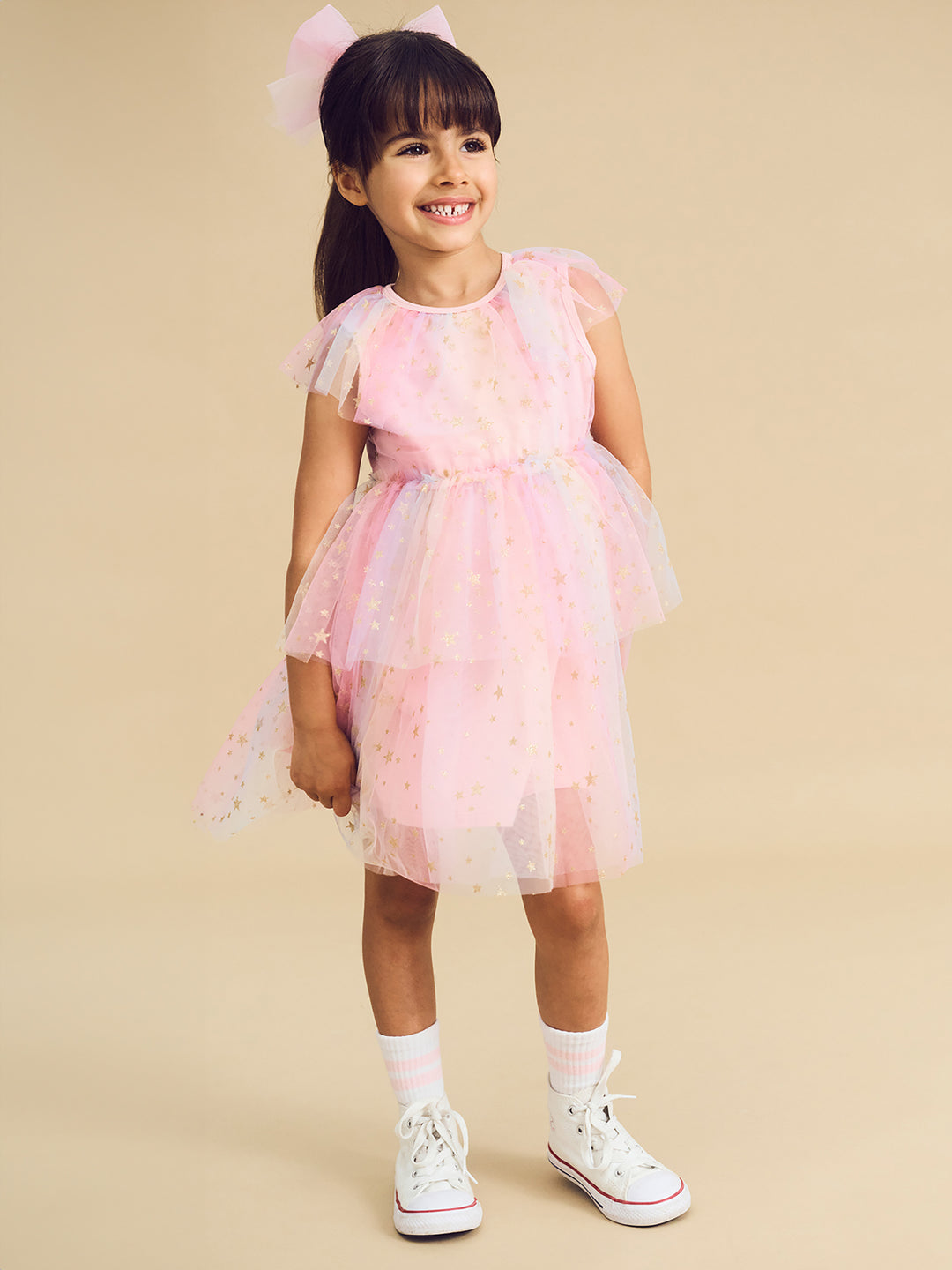 Huxbaby Starry Rainbow Frill Tulle Dress - Rainbow