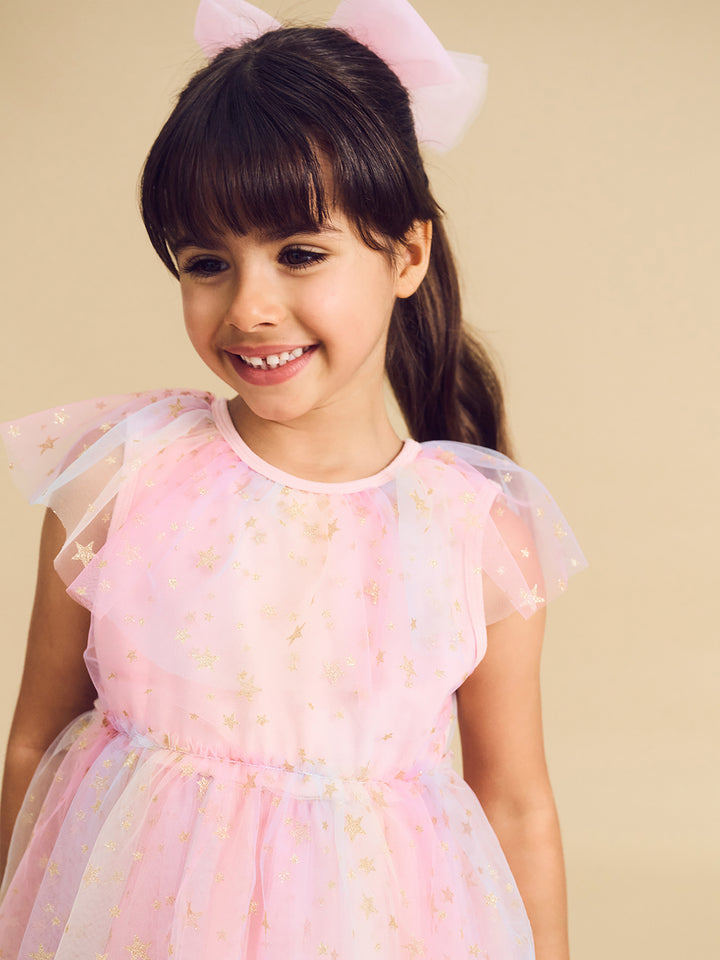 Huxbaby Starry Rainbow Frill Tulle Dress - Rainbow
