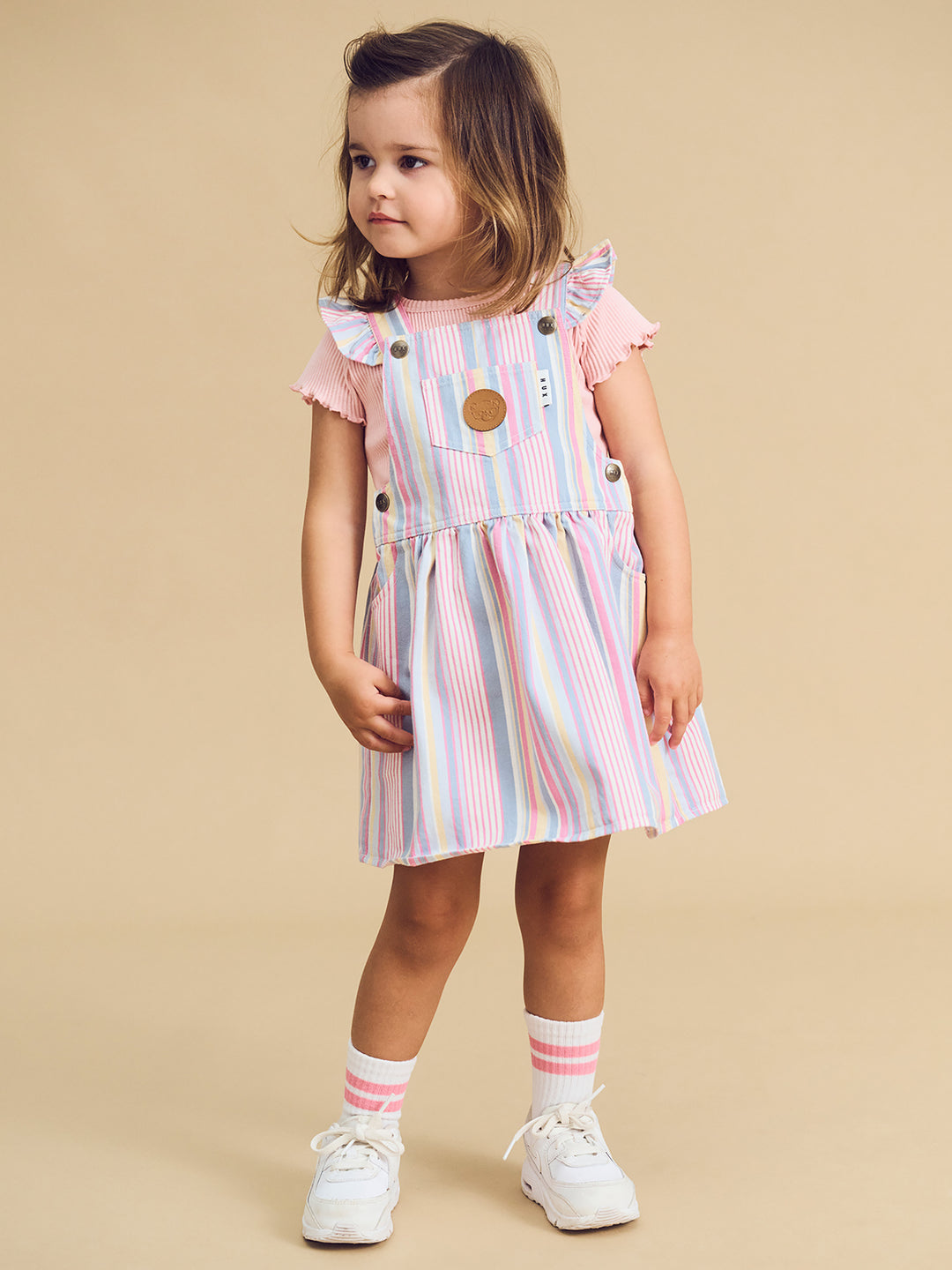 Huxbaby Pinafore - Rainbow Stripe