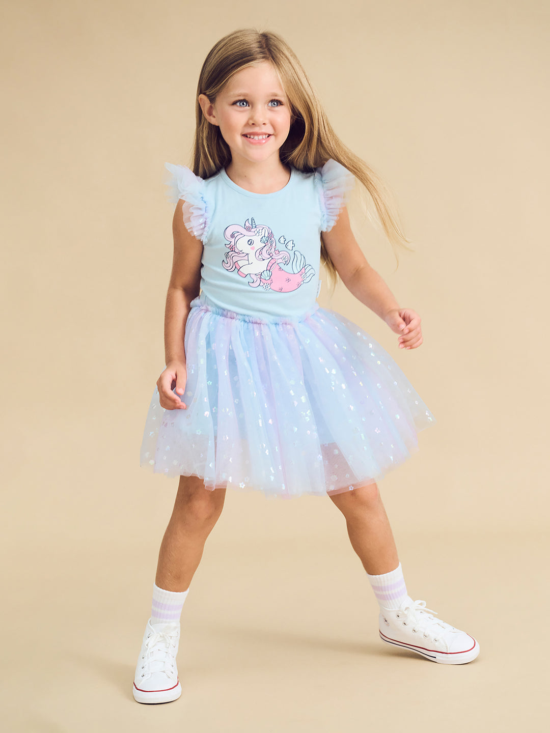 Huxbaby Daisy Seashell Ballet Dress - Soft Aqua