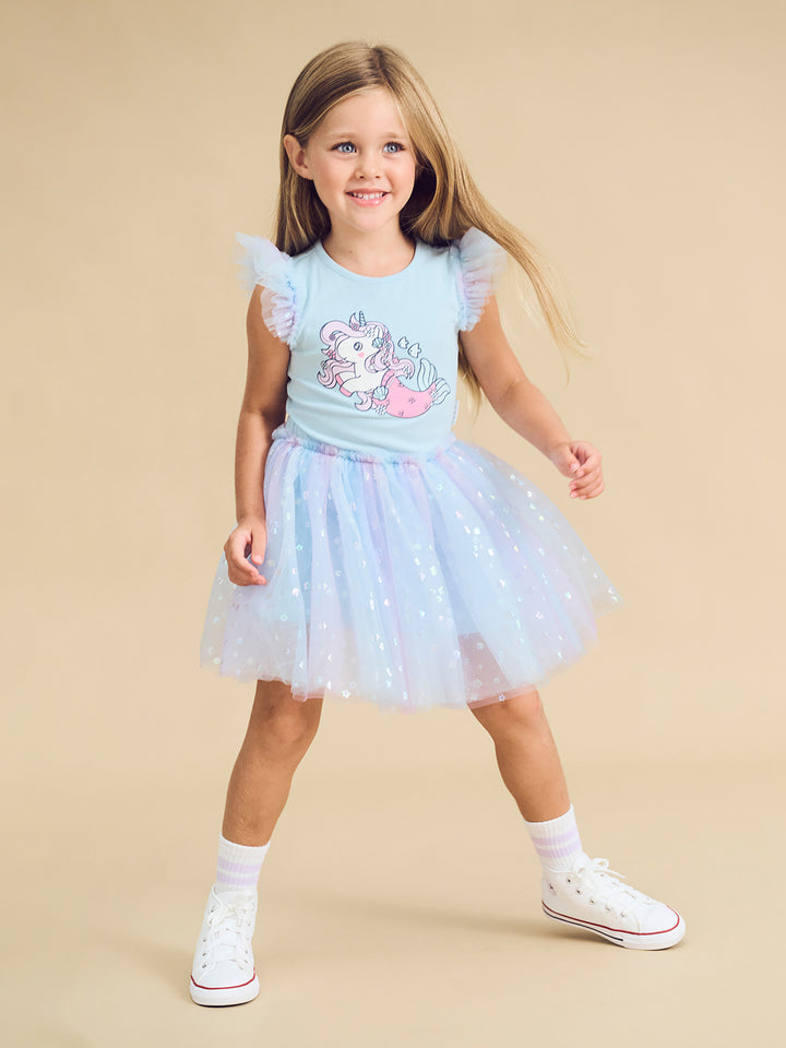Huxbaby Daisy Seashell Ballet Dress - Soft Aqua