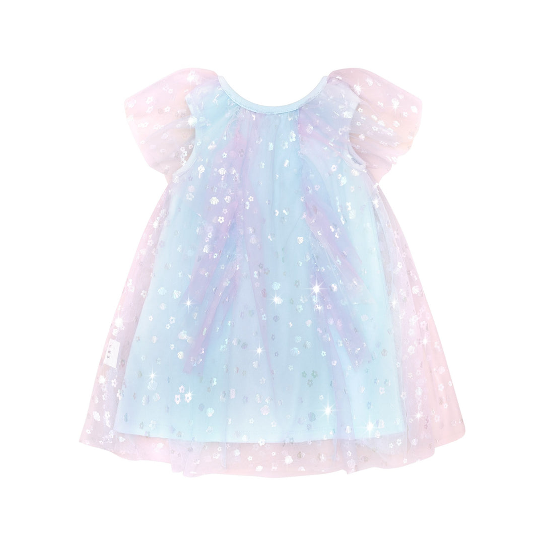 Huxbaby Daisy Seashell Tulle Flutter Dress - Sea Rainbow