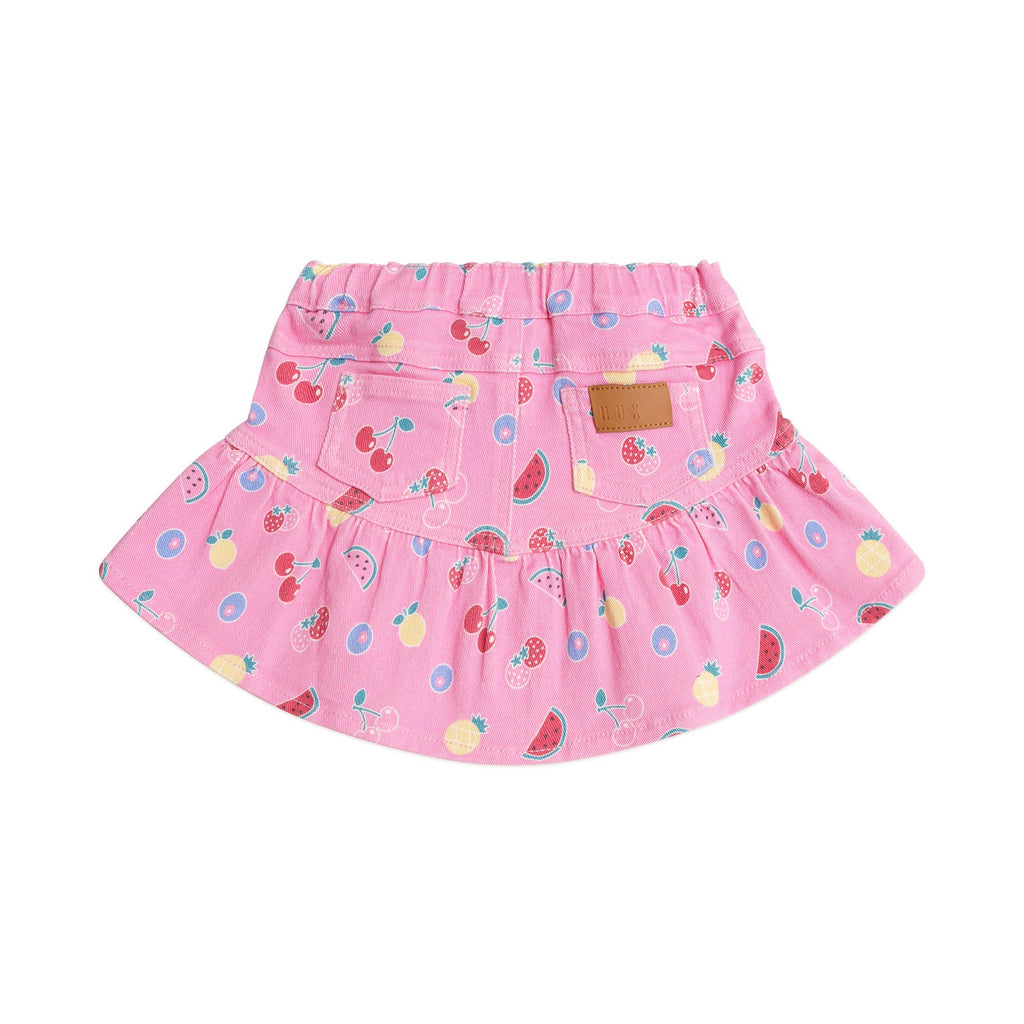 Pink Fruit Emoji Frilly Skirt