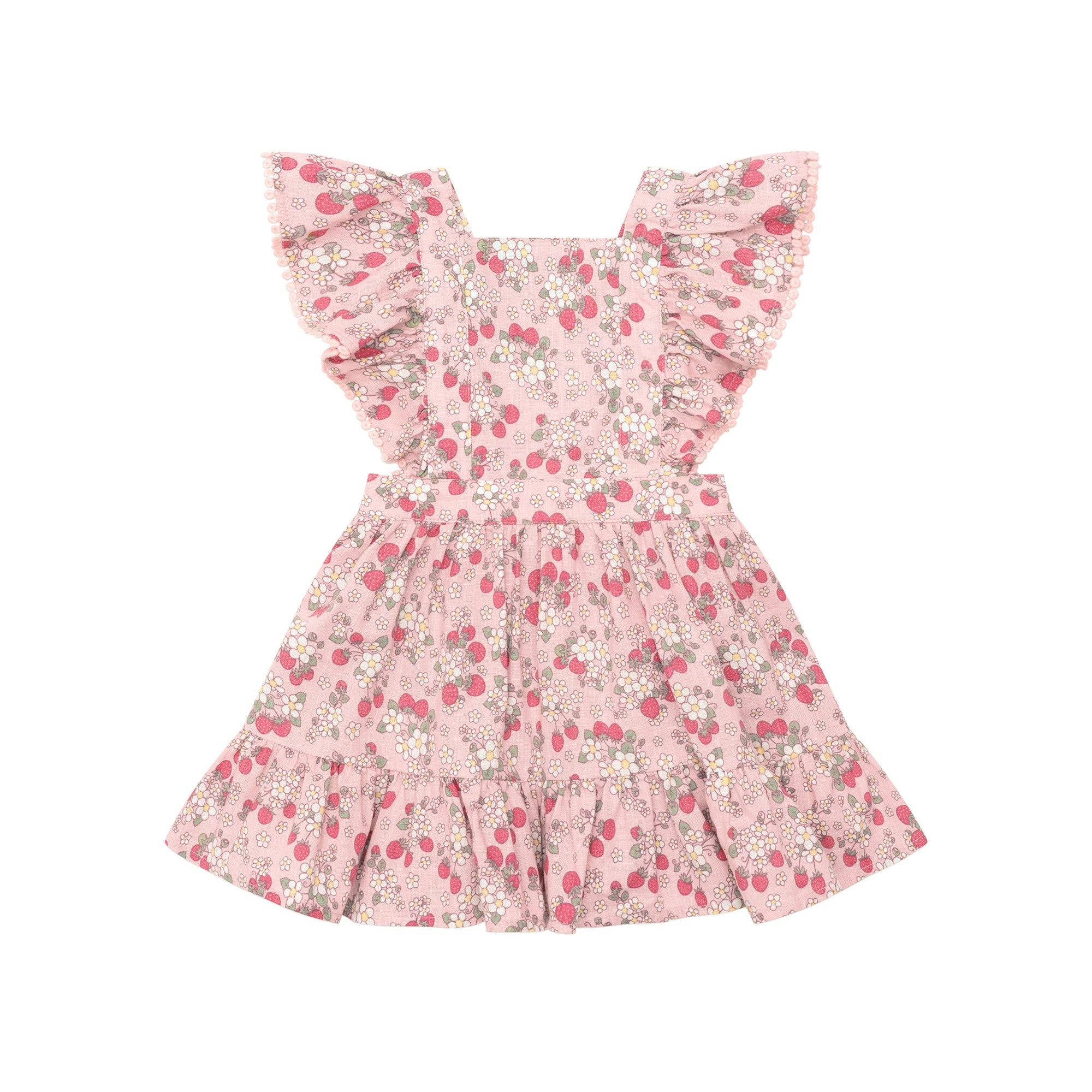 Vintage Strawberry Ruffle Dress - Blush