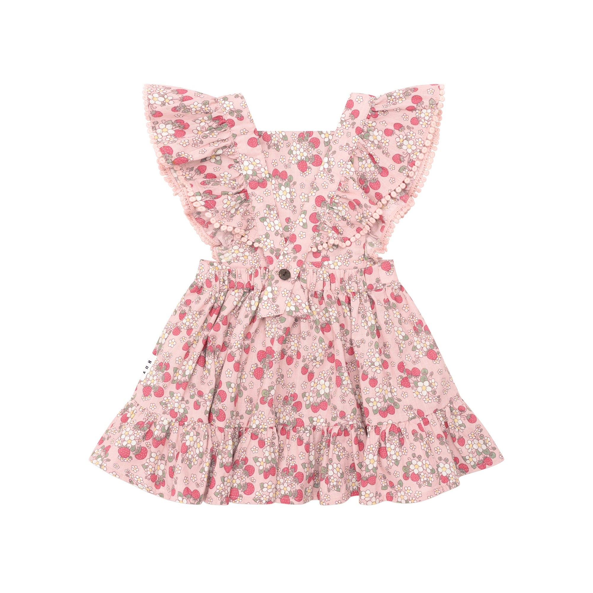 Vintage Strawberry Ruffle Dress - Blush