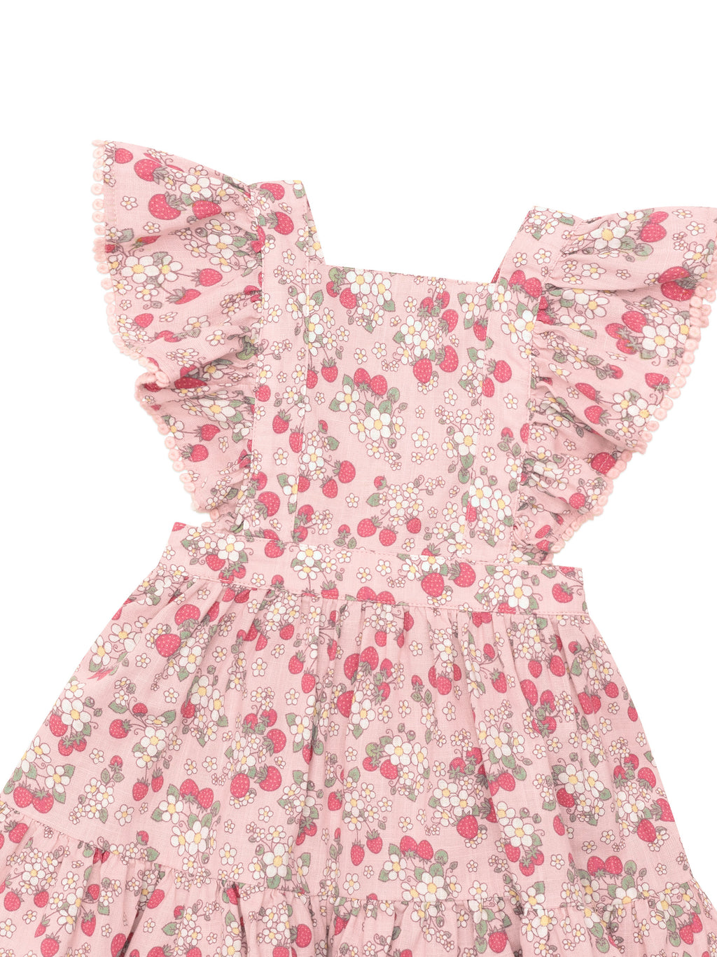 Vintage Strawberry Ruffle Dress - Blush