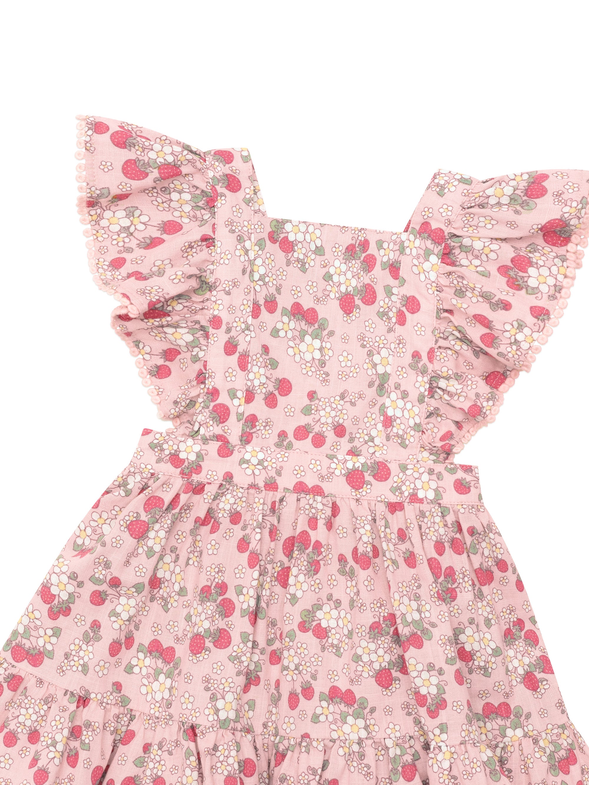 Vintage Strawberry Ruffle Dress - Blush