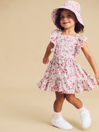 Vintage Strawberry Ruffle Dress - Blush
