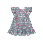 Vintage Strawberry Frill Dress - Dusty Blue