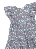 Vintage Strawberry Frill Dress - Dusty Blue