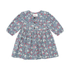 Vintage Strawberry Collar Dress - Dusty Blue